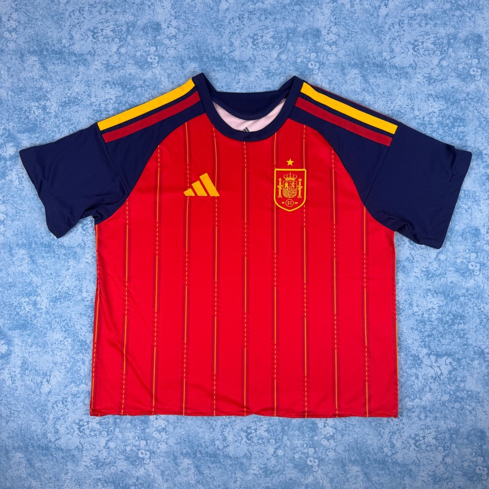 Adidas Spain 2024 Pre Match Jersey Red Blue Youth 2XL Fits Mens Medium